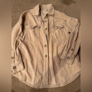 Faherty Cream Corduroy Button-Down Shacket Size Medium